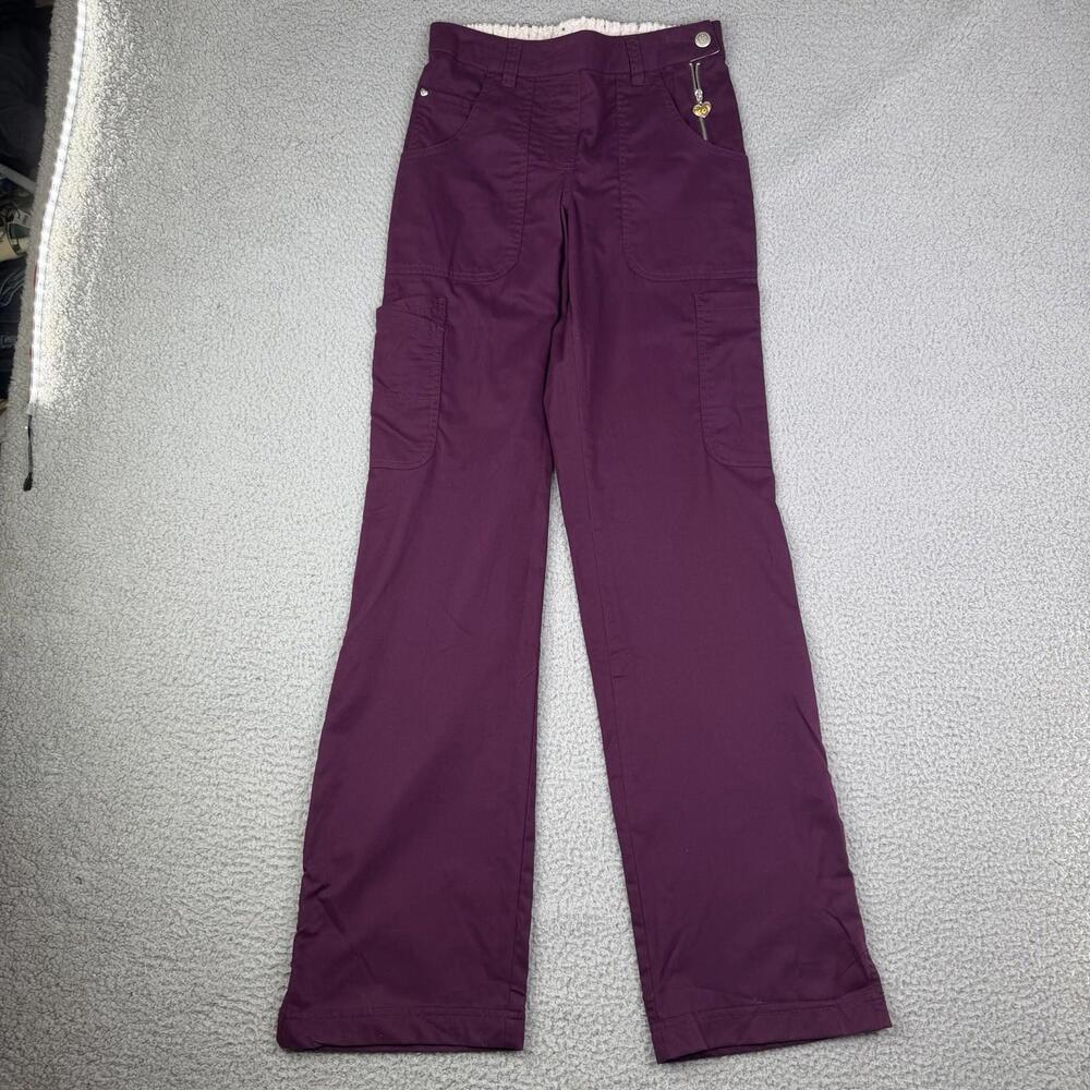 Kathy Peterson Koi Purple Scrub Pants Women’s XS (27x32) Cargo Medical